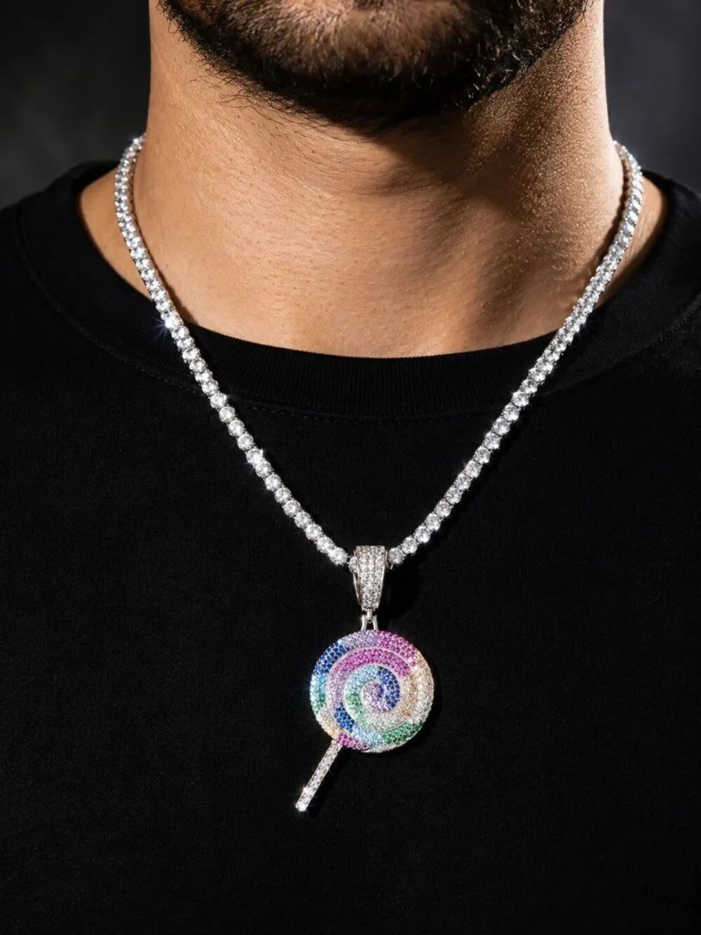 Simulated Diamond Lollipop Necklace - Picture 2 of 3